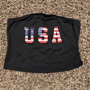 Black USA Flag Print Tube Top